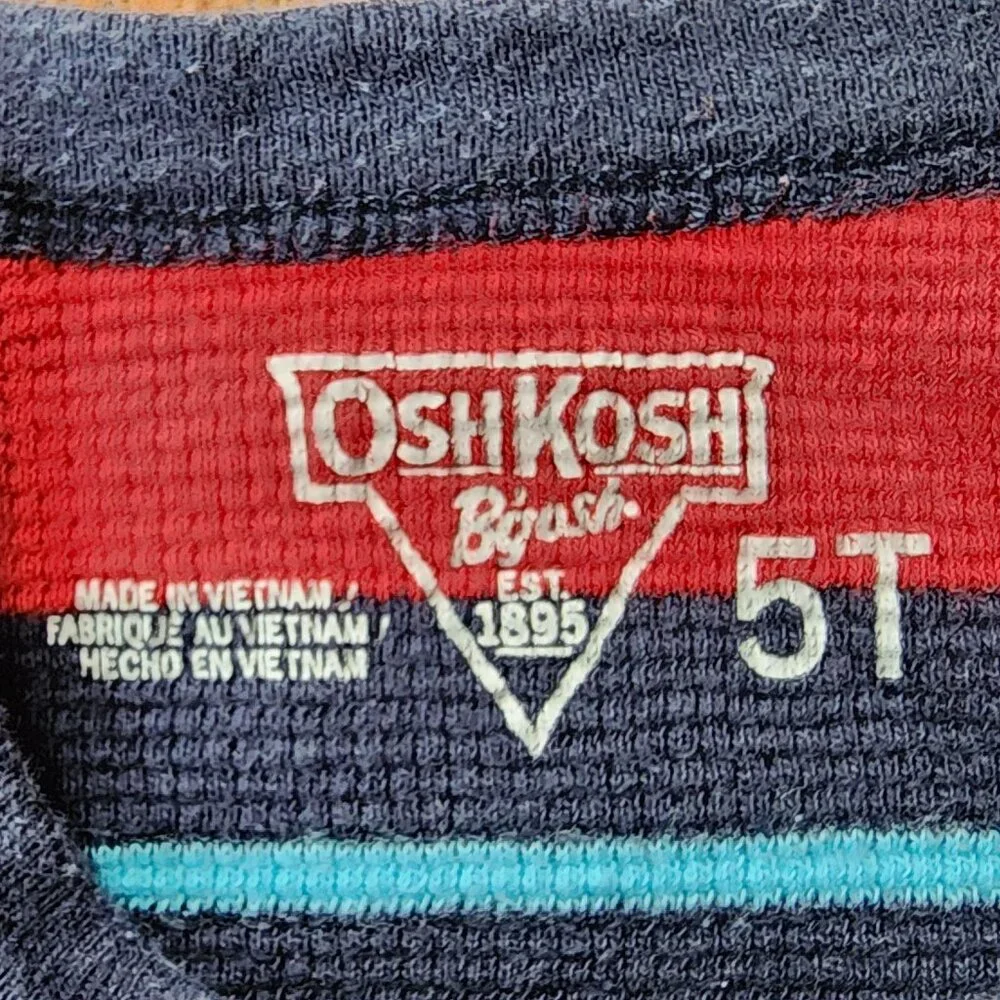 OshKosh B'gosh Red/Blue Striped Long Sleeve Waffle Knit Jersey Size 5T